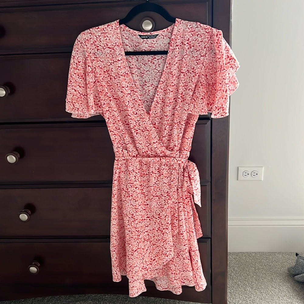 Red wrap dress